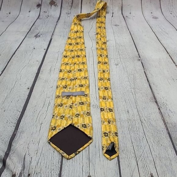 Vintage Geoffrey Beene Yellow Floral Silk Tie - Picture 6 of 11